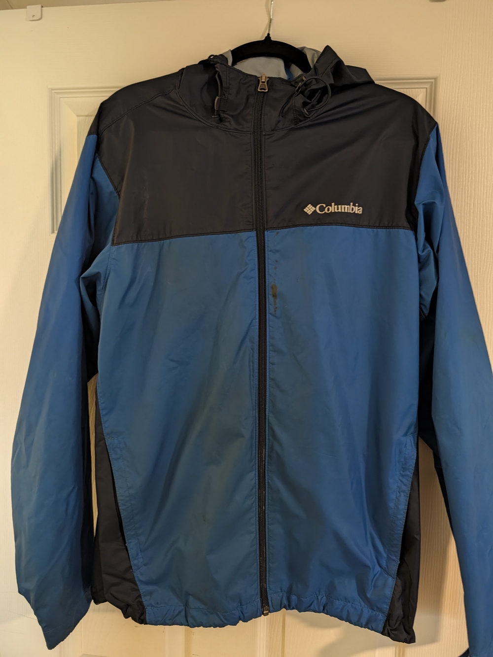 Columbia Two-Tone Blue Hooded Rain Jacket